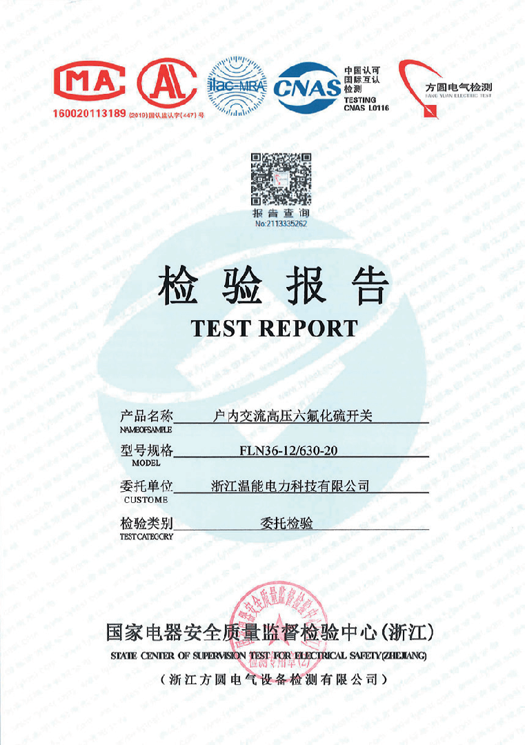 户内交流高压开关检验报告